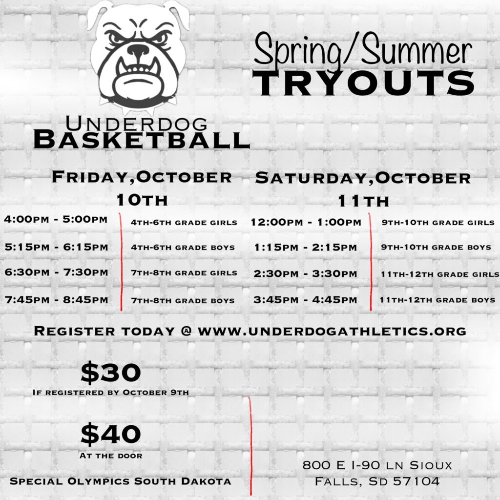 Underdog tryouts flyer